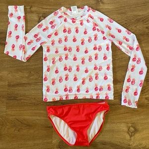 Two piece pink pinapple swimsuit